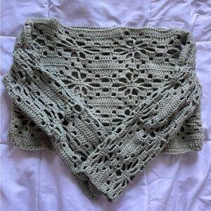 Sage Green Flower Crochet Sweater